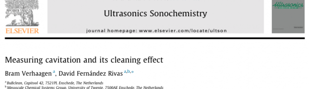 Artikel over 'Measuring cavitation and its cleaning effect' in ULTSON